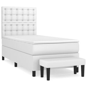 vidaXL Cama box spring con colch&oacute;n cuero sint&eacute;tico blanco 100x200 cm