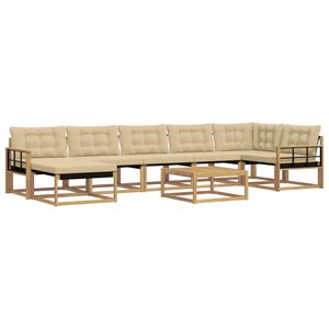 vidaXL Conjunto de sof&aacute;s de exterior 8 uds. y Beige