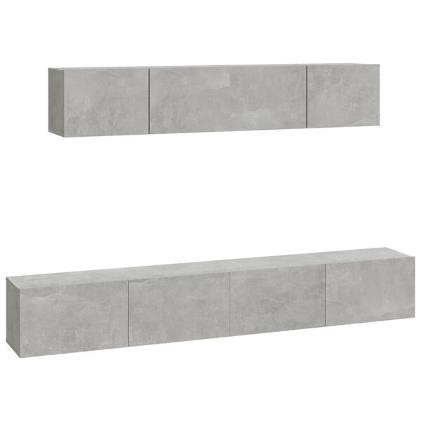 vidaXL Set de muebles de TV 4 pzas madera contrachapada gris hormig&oacute;n