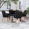 vidaXL Juego de comedor de jardín 5 piezas con cojines negro