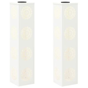 vidaXL Luz de camino LED solar 2 uds. Blanco C&aacute;lido 18 x 18 x 80 cm