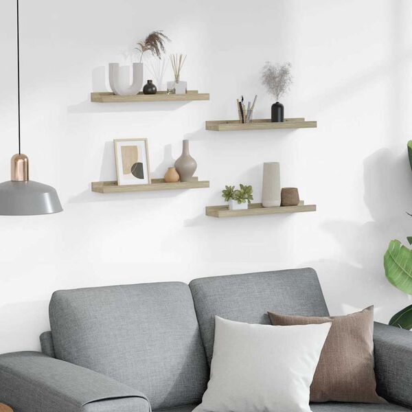 vidaXL Estantes de pared 4 unidades roble Sonoma 40x9x3 cm