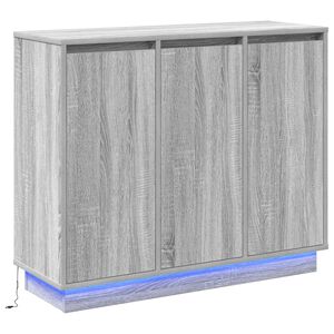 vidaXL Aparador LED Gris Sonoma 90 x 32 x 75 cm Madera de ingenier&iacute;a