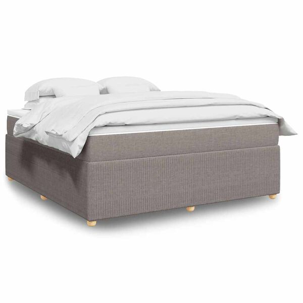 vidaXL Cama box spring con colch&oacute;n tela gris taupe 180x200 cm