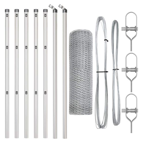 vidaXL Poste de Valla Plateado 10 x 0,4 m (malla de 25 mm) Acero