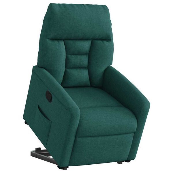 vidaXL Sill&oacute;n reclinable elevable tela verde oscuro