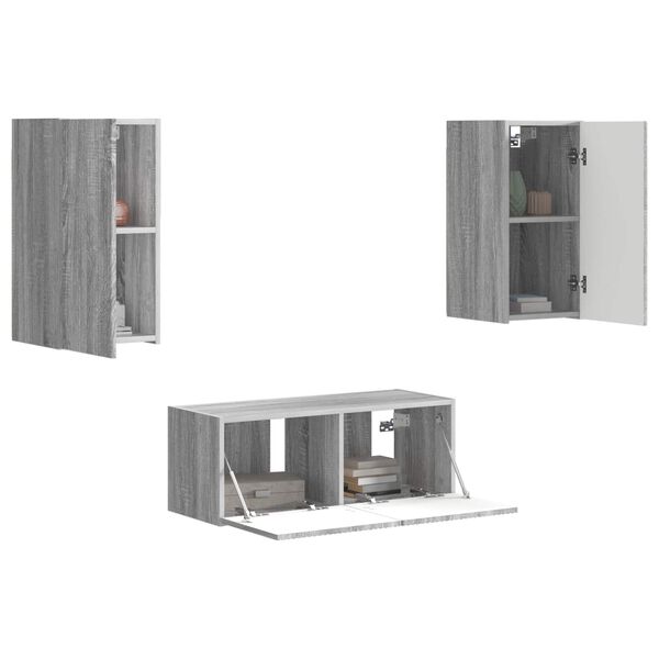 vidaXL Conjunto de mueble de TV 6 pcs Gris Sonoma Madera de ingenier&iacute;a