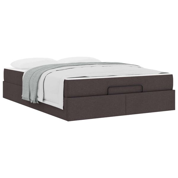 vidaXL Estructura de cama con colch&oacute;n con colch&oacute;n 2 pcs Canela tela