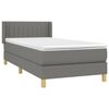 vidaXL Cama box spring con colch&oacute;n tela gris oscuro 100x200 cm