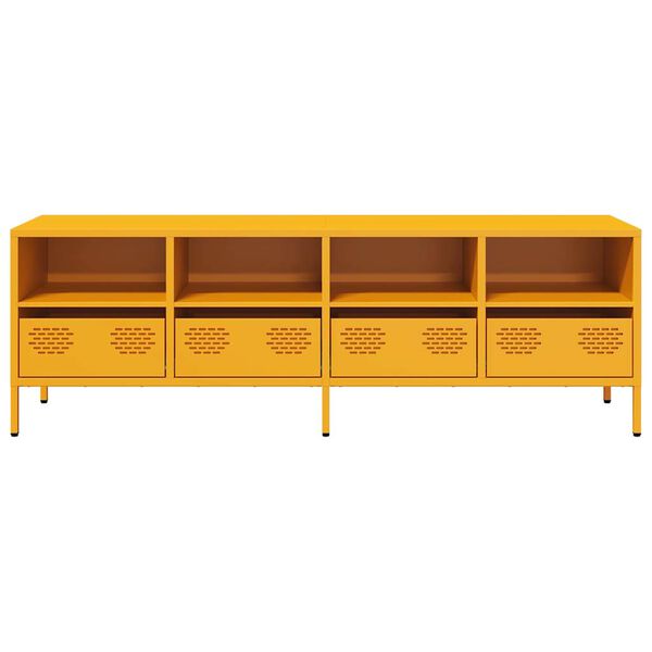 vidaXL Mueble para TV acero laminado en fr&iacute;o amarillo 135x39x43,5 cm