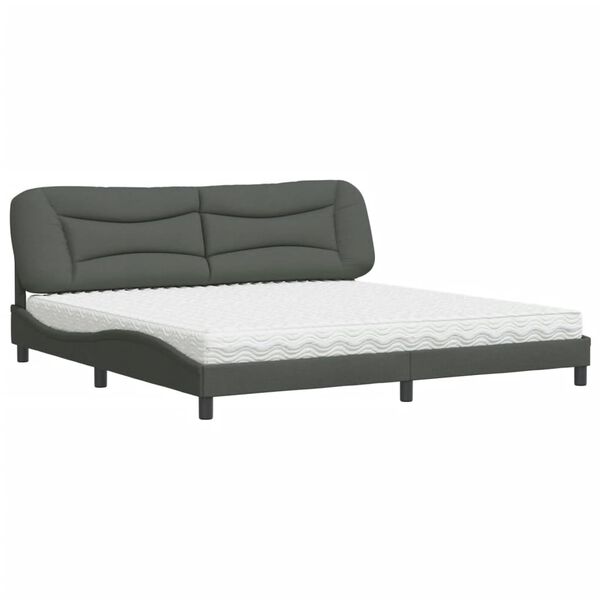 vidaXL Cama con colch&oacute;n Hvar tela gris oscuro 200x200 cm