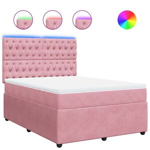 vidaXL Cama box spring con colch&oacute;n terciopelo rosa 140x190 cm