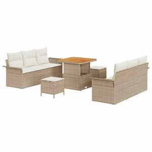 vidaXL Conjunto de sof&aacute; de jard&iacute;n con coj&iacute;n 9 pcs Beige y Crema