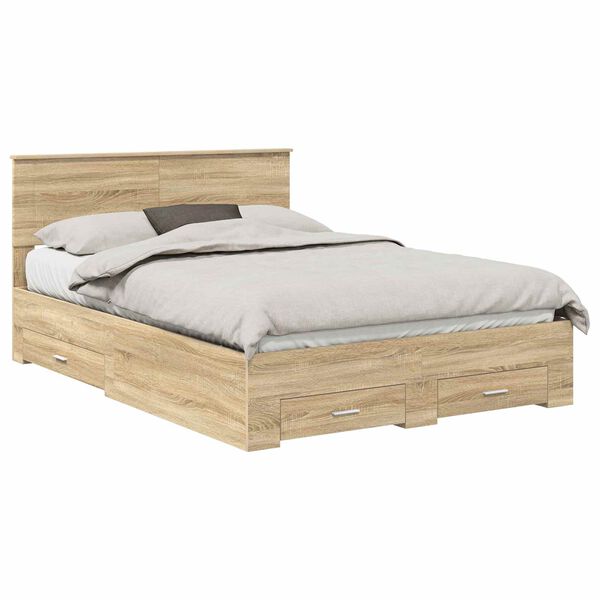 vidaXL Estructura de cama con cabecera Roble Sonoma 140 x 200 cm