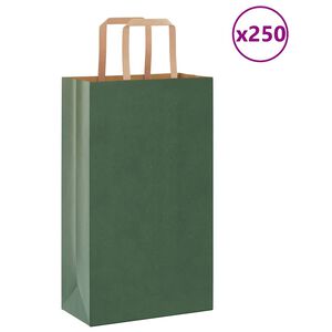 vidaXL Bolsas de papel con asas 250 uds verde 21x11x36 cm