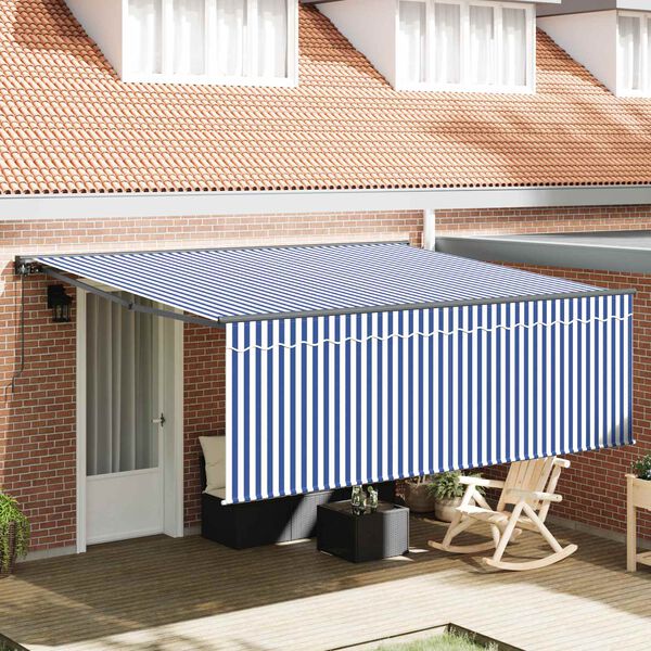 vidaXL Toldo Retr&aacute;ctil Manual Azul y 400 x 300 cm Poli&eacute;ster y Aluminio