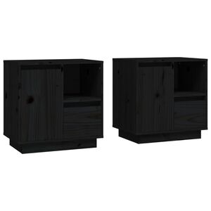 vidaXL Mesitas de noche 2 uds madera maciza de pino negro 50x34x50 cm