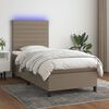 vidaXL Cama box spring colchón y luces LED tela gris taupe 100x200 cm