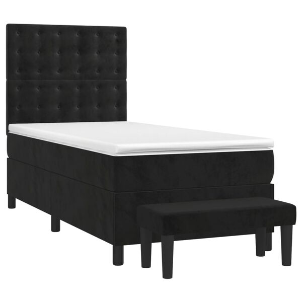 vidaXL Cama box spring con colch&oacute;n terciopelo negro 80x200 cm