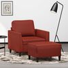 vidaXL Sill&oacute;n con taburete cuero sint&eacute;tico rojo tinto 60 cm