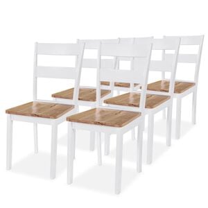 vidaXL Sillas de comedor 6 unidades madera maciza de caucho blanco