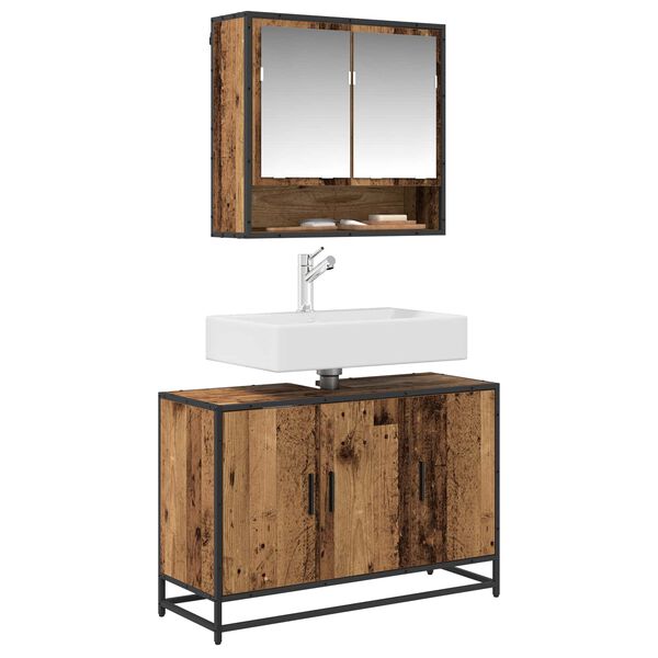 vidaXL Mueble de Cuarto de Ba&ntilde;o Madera envejecida 90 x 33 x 60 cm