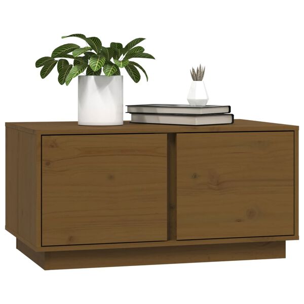 vidaXL Mesa de centro madera maciza de pino marrón miel 80x50x40 cm