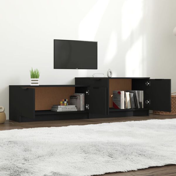 vidaXL Mueble de TV madera contrachapada negro 158,5x36x45 cm