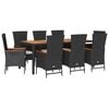 vidaXL Set de comedor de jard&iacute;n 9 pzas y cojines rat&aacute;n sint&eacute;tico negro