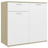 vidaXL Aparador madera contrachapada blanco y roble Sonoma 80x36x75 cm