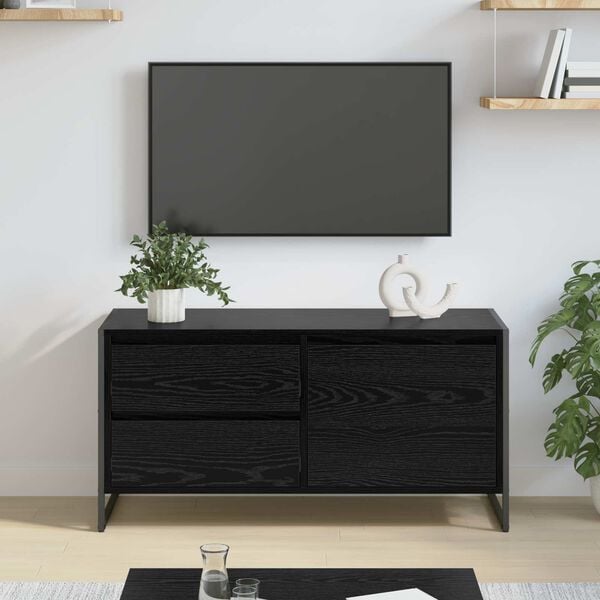 vidaXL Gabinete de TV con caj&oacute;n Roble Negro 100 x 36 x 49.5 cm