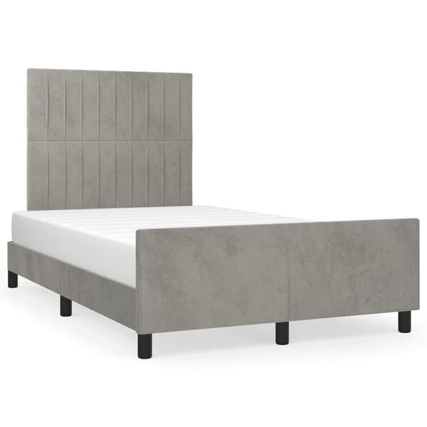 vidaXL Estructura de cama sin colch&oacute;n terciopelo gris claro 120x200 cm