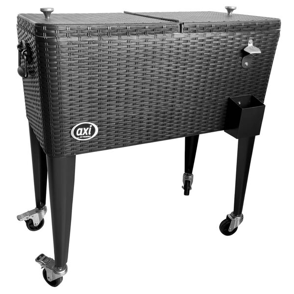 AXI Nevera retro aspecto de mimbre negro 76 L