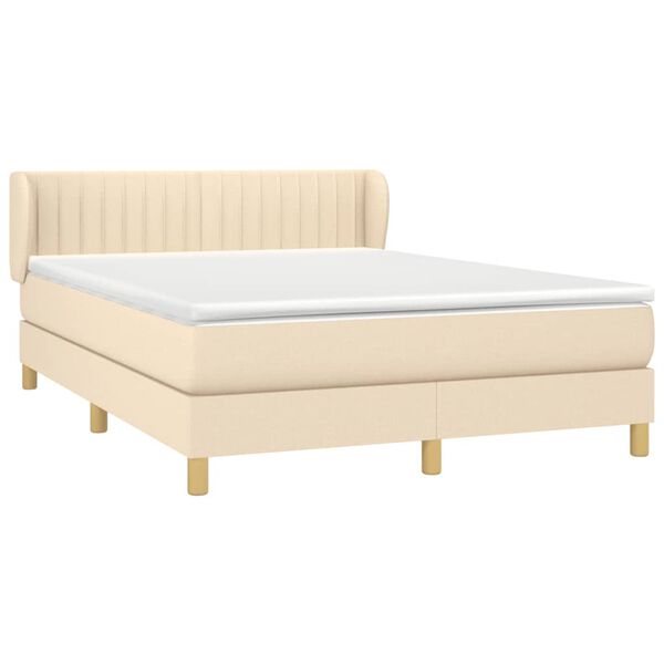 vidaXL Cama box spring con colch&oacute;n tela color crema 140x200 cm