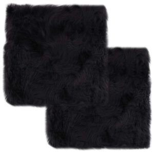 vidaXL Cojines de sillas 2 uds piel de oveja real gris oscuro 40x40 cm