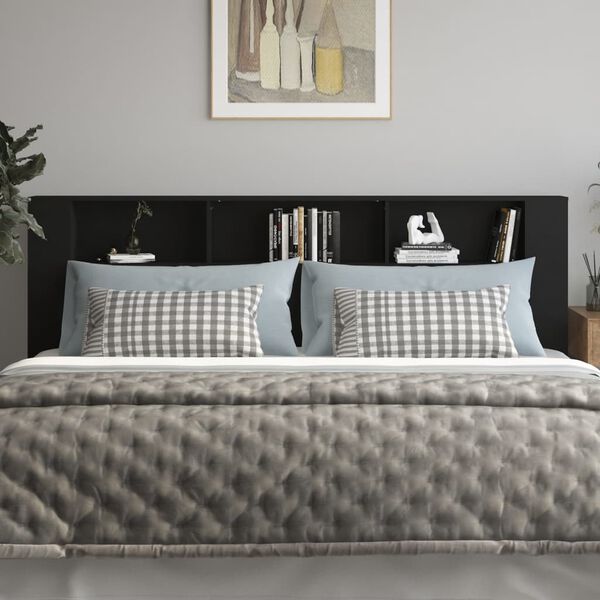 vidaXL Mueble cabecero negro 200x18,5x104,5 cm