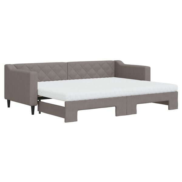 vidaXL Sof&aacute; cama nido con colch&oacute;n tela gris taupe 80x200 cm