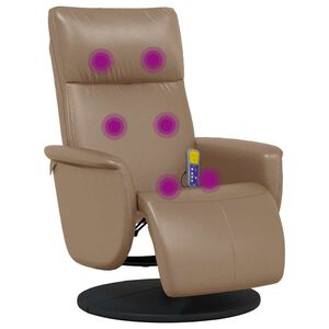 vidaXL Sill&oacute;n reclinable masaje reposapi&eacute;s cuero sint&eacute;tico capuchino