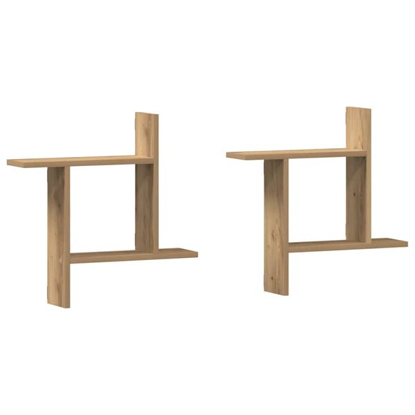 vidaXL Estantes pared 2 uds madera ingenier&iacute;a artisian 50x12x50 cm