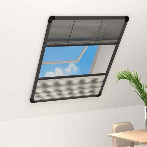 vidaXL Mosquitera plisada para ventanas aluminio con sombra 80x120 cm