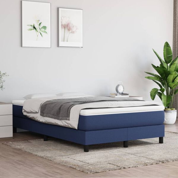 vidaXL Cama box spring con colch&oacute;n tela azul 120x190 cm