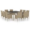 vidaXL Juego de comedor de jard&iacute;n de 11 piezas rat&aacute;n sint&eacute;tico beige