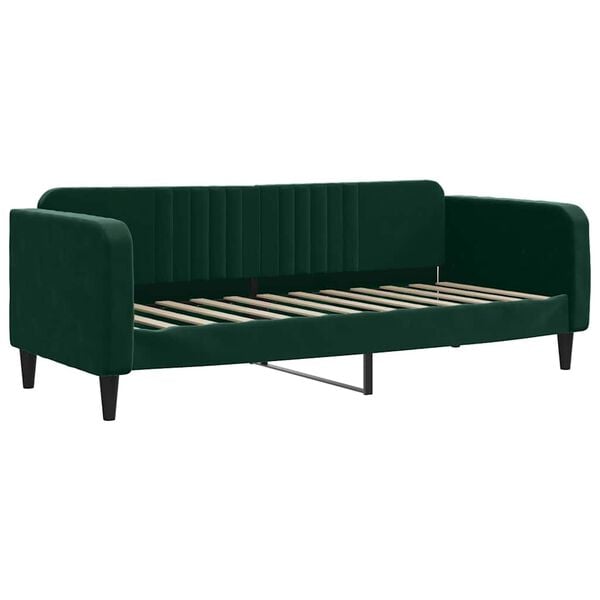 vidaXL Sof&aacute; cama sin colch&oacute;n terciopelo verde oscuro 80x200 cm