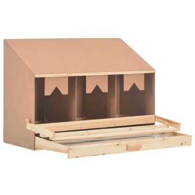 vidaXL Ponedero para gallinas 3 compartimentos madera pino 93x40x65 cm