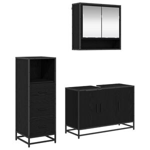 vidaXL Juego de muebles de ba&ntilde;o 3 uds. Roble Negro