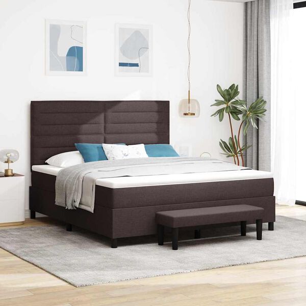 vidaXL Cama tipo Box Spring Marr&oacute;n Oscuro 180 x 200 cm tela