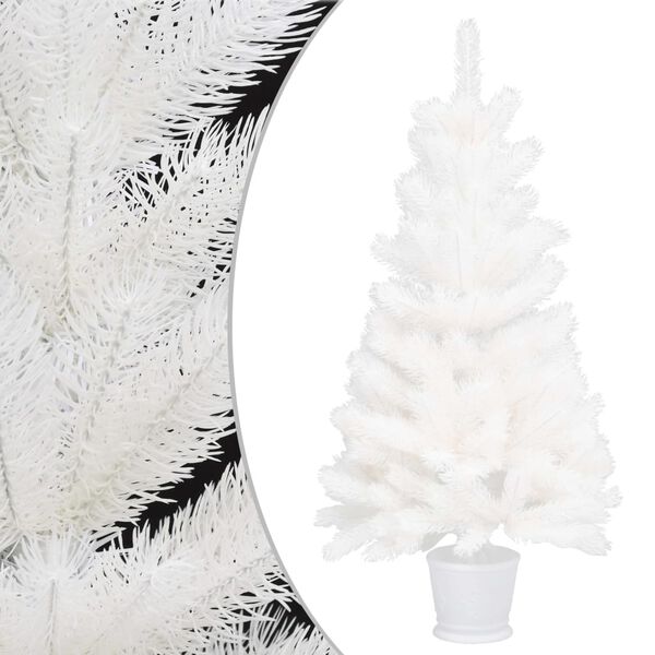 vidaXL &Aacute;rbol de Navidad preiluminado con luces y bolas blanco 90 cm