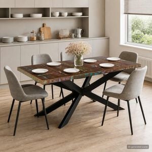 vidaXL Mesa de comedor de madera maciza reciclada 180x90x76 cm