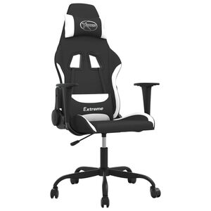 vidaXL Silla gaming tela negro y blanco