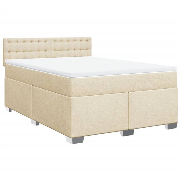 vidaXL Cama box spring con colch&oacute;n tela color crema 140x200 cm